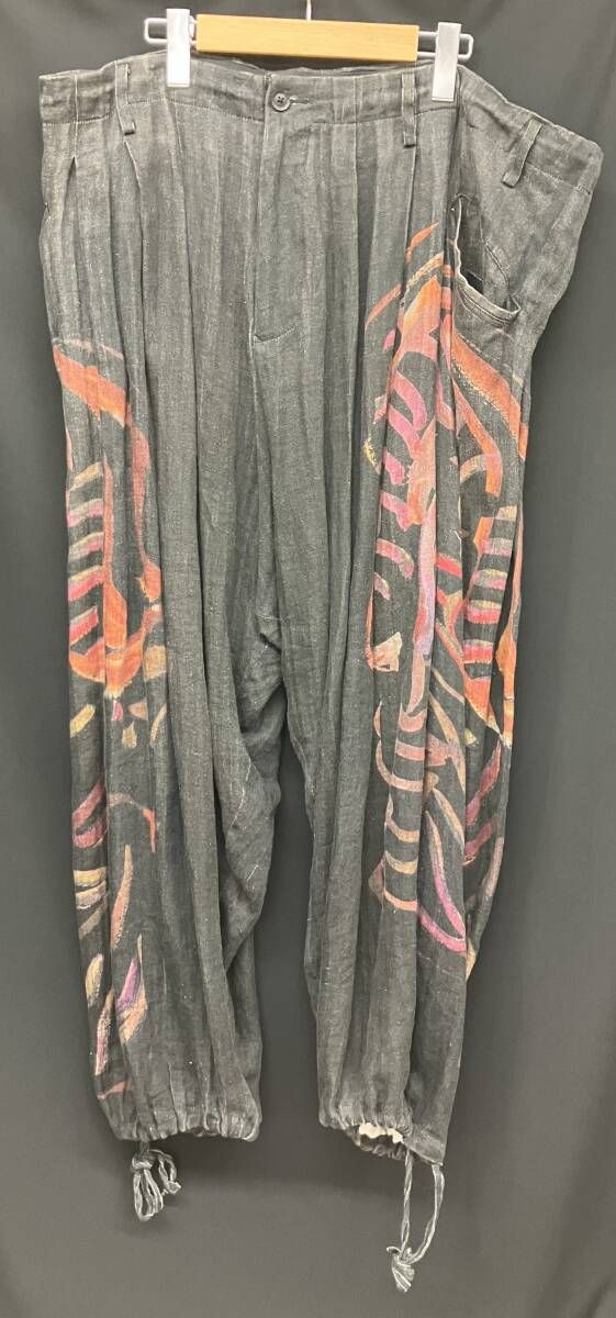 20SS YOHJI YAMAMOTO POUR HOMME look3 朝倉優佳ペイント デザインバルーンパンツ HN-P63-312 サイズ3 グレー系 ヨウジヤマモト