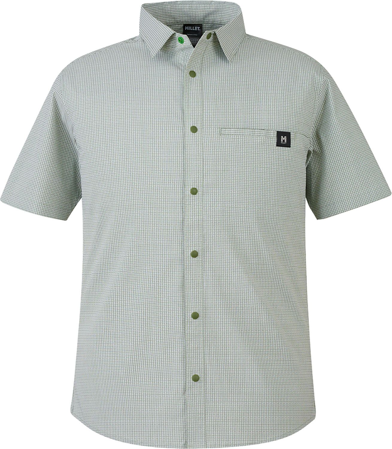 ミレー MILLET アウトドア IB CHECK SHIRT SS M シャツ 半袖 軽量 防虫機能 速乾 接触忌避剤 ペルメトリン インセクトバリヤー 虫を寄せ付けにくい 夏 ポリエステル MIV03195 N7094 GRAPELEAF