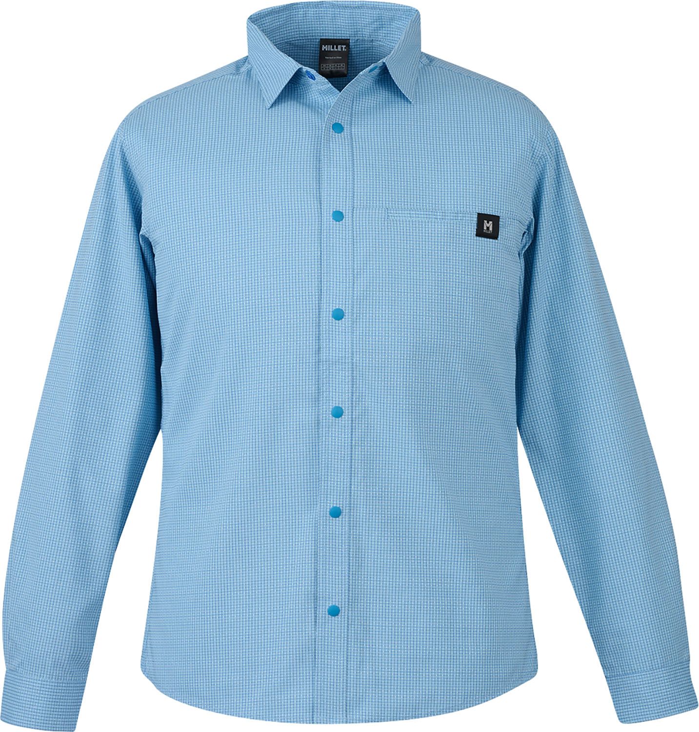 ミレー MILLET アウトドア IB CHECK SHIRT LS M シャツ 長袖 軽量 防虫機能 速乾 接触忌避剤 ペルメトリン インセクトバリヤー 虫を寄せ付けにくい 夏 ポリエステル MIV03194 N3170 ICONBLUE
