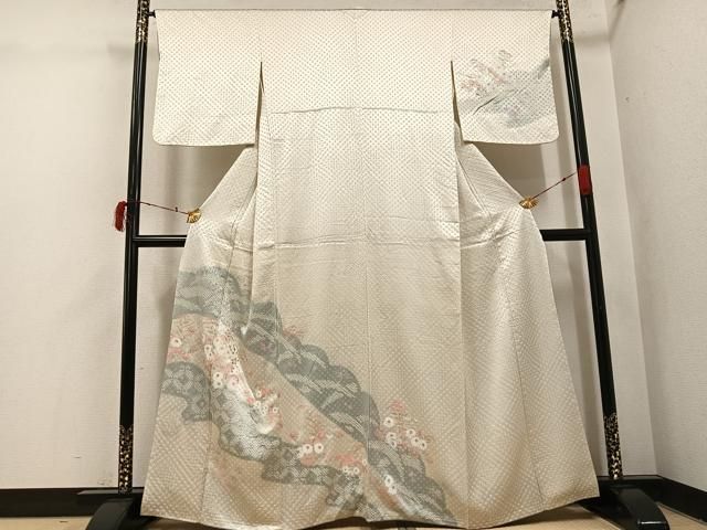 平和屋着物●訪問着　絞り　草花文　金彩　正絹　逸品　AABI6312ph