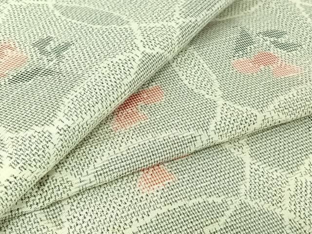 平和屋着物▽上質な紬　単衣　草花文　正絹　逸品　AABI7025jh