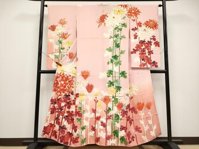 平和屋本店●アンティーク　大正ロマン　振袖　乱菊　暈し染め　金彩　正絹　逸品　CABG3422tx