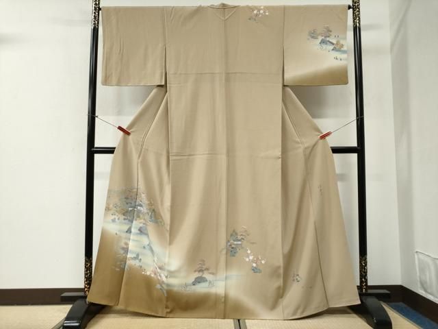 平和屋着物●訪問着　友禅　作家物　樹林風景文　暈し染め　正絹　逸品　CABG0840yc