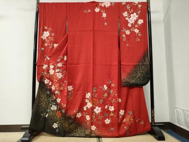平和屋着物●豪華振袖　舞桜文　暈し染め　金通し地　正絹　逸品　CABG0857yc