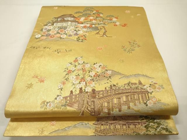 平和屋本店●六通柄袋帯　京洛絵文　本金箔　金泥箔　正絹　逸品　DABG5058fe