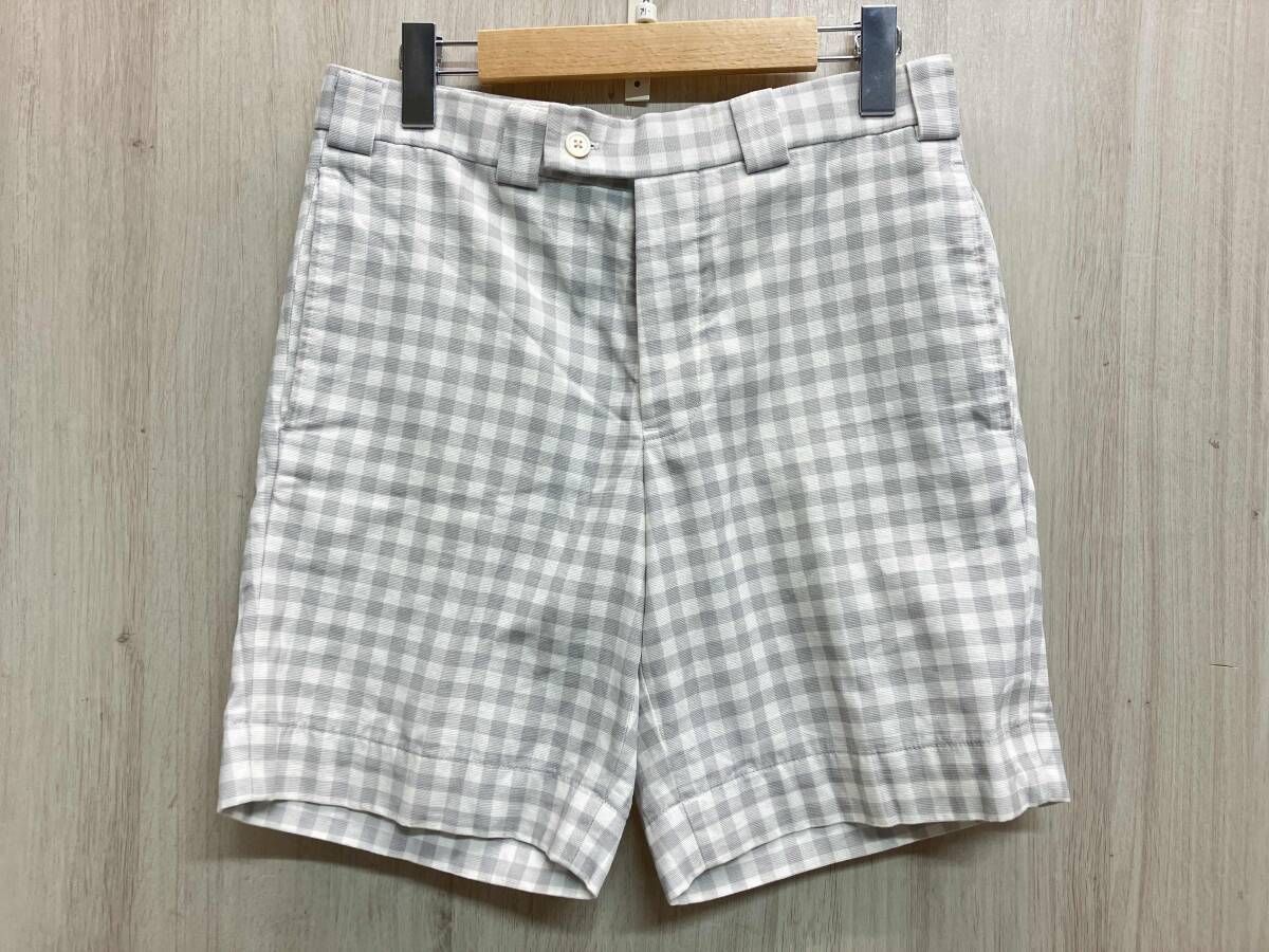 black fleece ブラックフリース ハーフ綿パン ショートパンツ サイズ不明(ウエスト実寸約70cm) ホワイト グレー チェック柄 夏 メンズ