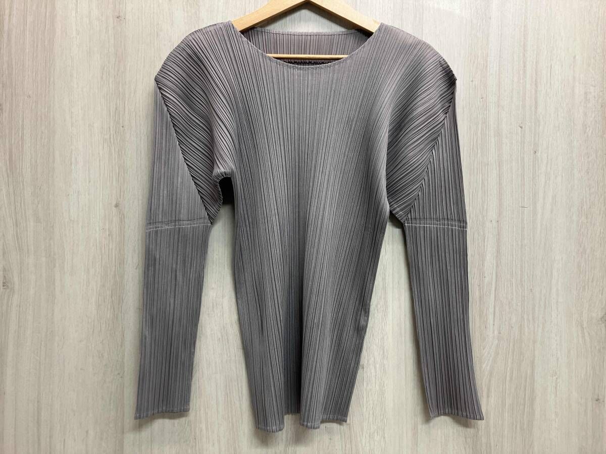 PLEATS PLEASE プリーツプリーズ 長袖Tシャツ PP04-JK602 サイズ3 グレー 通年 イッセイミヤケ