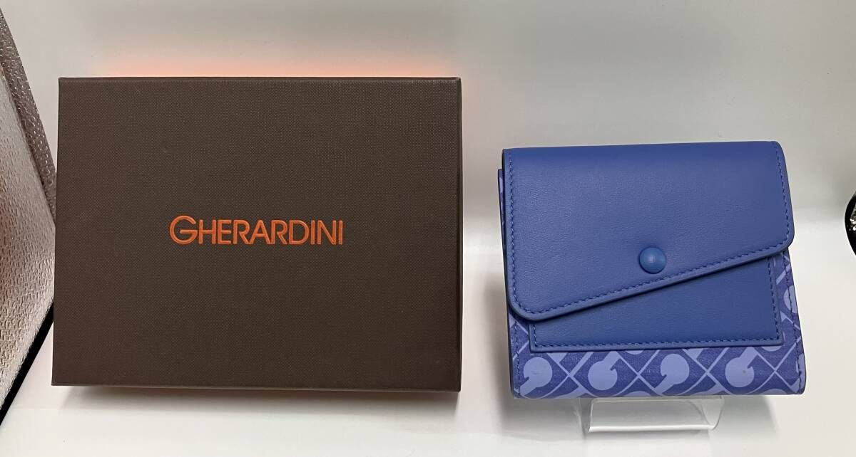GHERARDINI ゲラルディーニ 二つ折り財布 レザー ブルー 箱あり 付属品