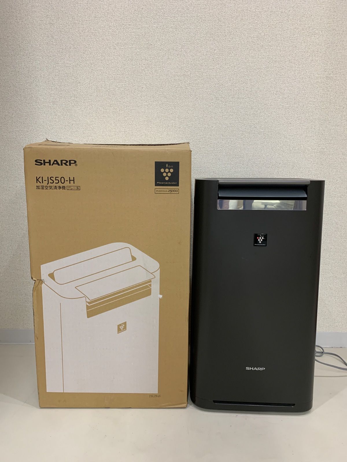 #【通電動作確認済】SHARP シャープ KI-JS50-H 加湿空気清浄機 グレー系 ブラック 灰色 黒【棚無1】【5】
