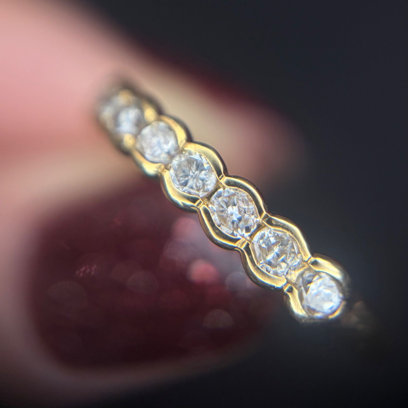 ダイヤモンド K18 リング 0.30ct ハーフエタニティ 指輪 11号 保証書 