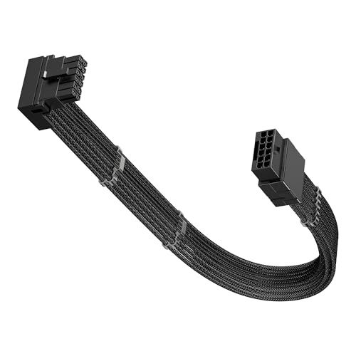 Fasgear 90度PCIe 5.0/5.1 グラフィックスカード延長ケーブル 30cm、ATX3.0/3.1 16ピン(12+4)オス-メス 電源延長ケーブル 600W、12VHPWR(12V-2x6)アダプター対応RTX 3090Ti/ dc96cd1b