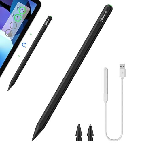 GOOJODOQ GD13+ スタイラスペン iPad用 タッチペン Bluetooth ペンシル 高感度 傾き感知 交換ペン先付き 途切れなし 軽量 マット仕上げ iPad air4/5/6/iPad Pro11/iPad Pro12.9/ a6351ccb