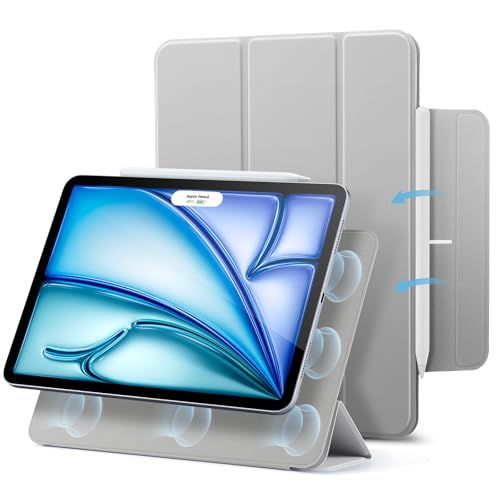 ESR iPad Air 11インチ ケース M4/M3/M2(2026/2025/2024)iPad Air 第5/4世代(2022/2020)iPad Pro 11インチ(2018)対応 マグネット吸着 三つ折りスタンド スリム設計 Pe fa7b9ac8