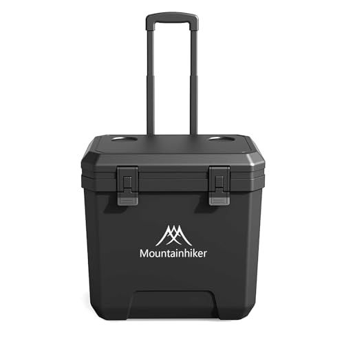 Mountainhiker クーラーボックス 36L 大容量 保冷ボックス ハードクーラー 5日間保冷 ホイール付き アルミ合金製 伸縮ハンドル キャンプ BBQ 釣り 災害対策★m 89cad587