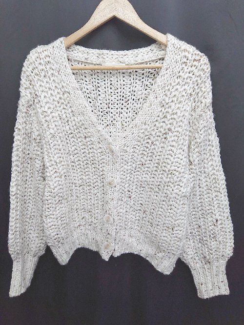 ◇ THE SHOP TK ザ ショップ ティーケー 長袖 ニット カーディガン サイズM オフホワイト系 マルチ レディース P 【1406240028689】