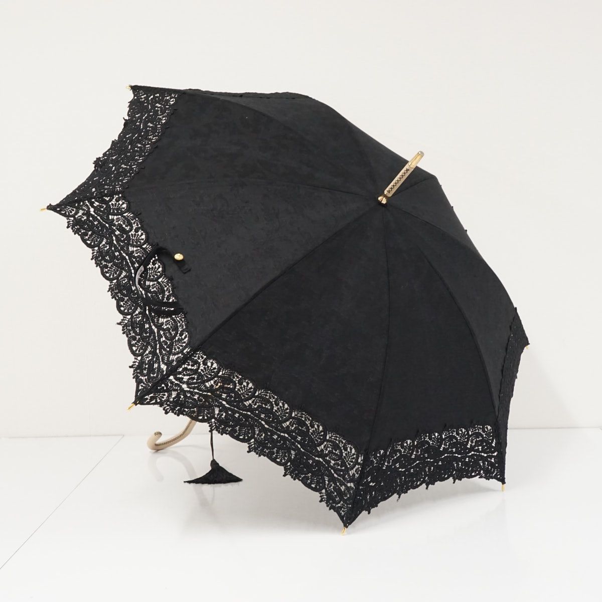 日傘 前原光榮商店 USED美品 レース ブラック 黒 純パラソル 47cm 高級 レディース S3874