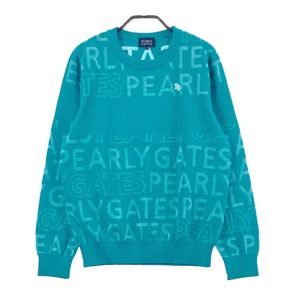 サイズ：1 PEARLY GATES パーリーゲイツ 2024年モデル ニットセーター ジャガード ロゴ 総柄 グリーン系 [240101688012] ゴルフウェア レディース ストスト