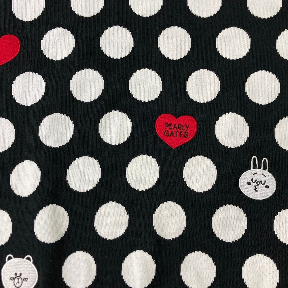 サイズ：1 PEARLY GATES パーリーゲイツ × LINE FRIENDS ニットセーター ドット ししゅう 総柄 ブラック系 [240101688014] ゴルフウェア レディース ストスト