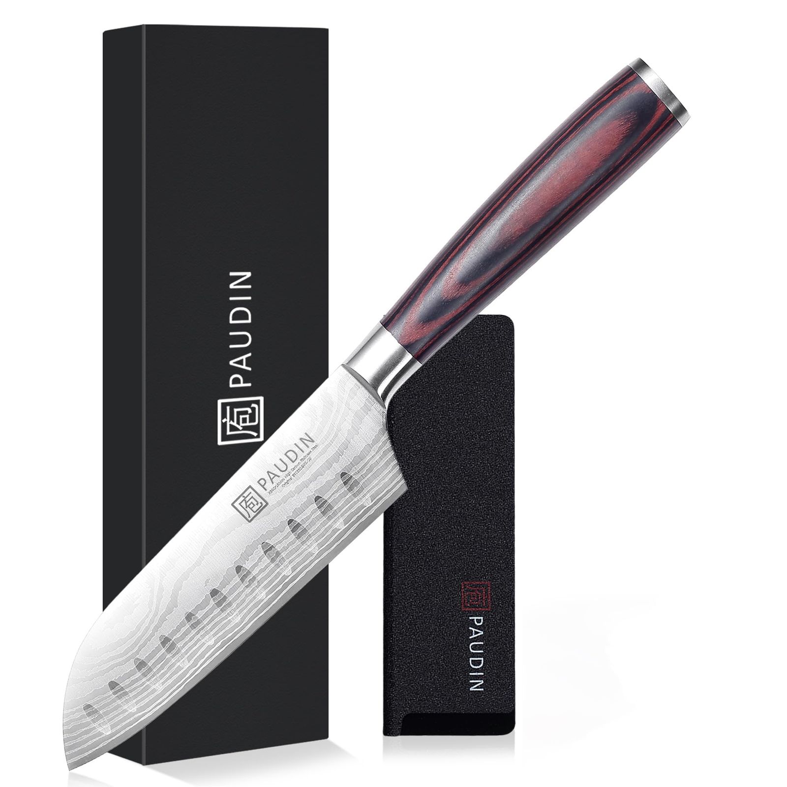 PAUDIN 三徳包丁 小型 130mm 万能包丁 シェフナイフ 高炭素ステンレス鋼 デポット加工 木製ハンドル 切れ味良い 肉・魚・野菜対応 キッチンナイフ 家庭用 贈り物wb d12a799b 4,576円