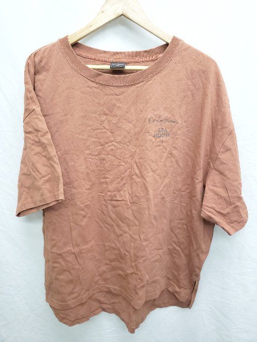 ◇ RAG MACHINE ラグマシーン バックプリント 半袖 Tシャツ カットソー サイズL ブラウン レディース メンズ P 【1407100030309】