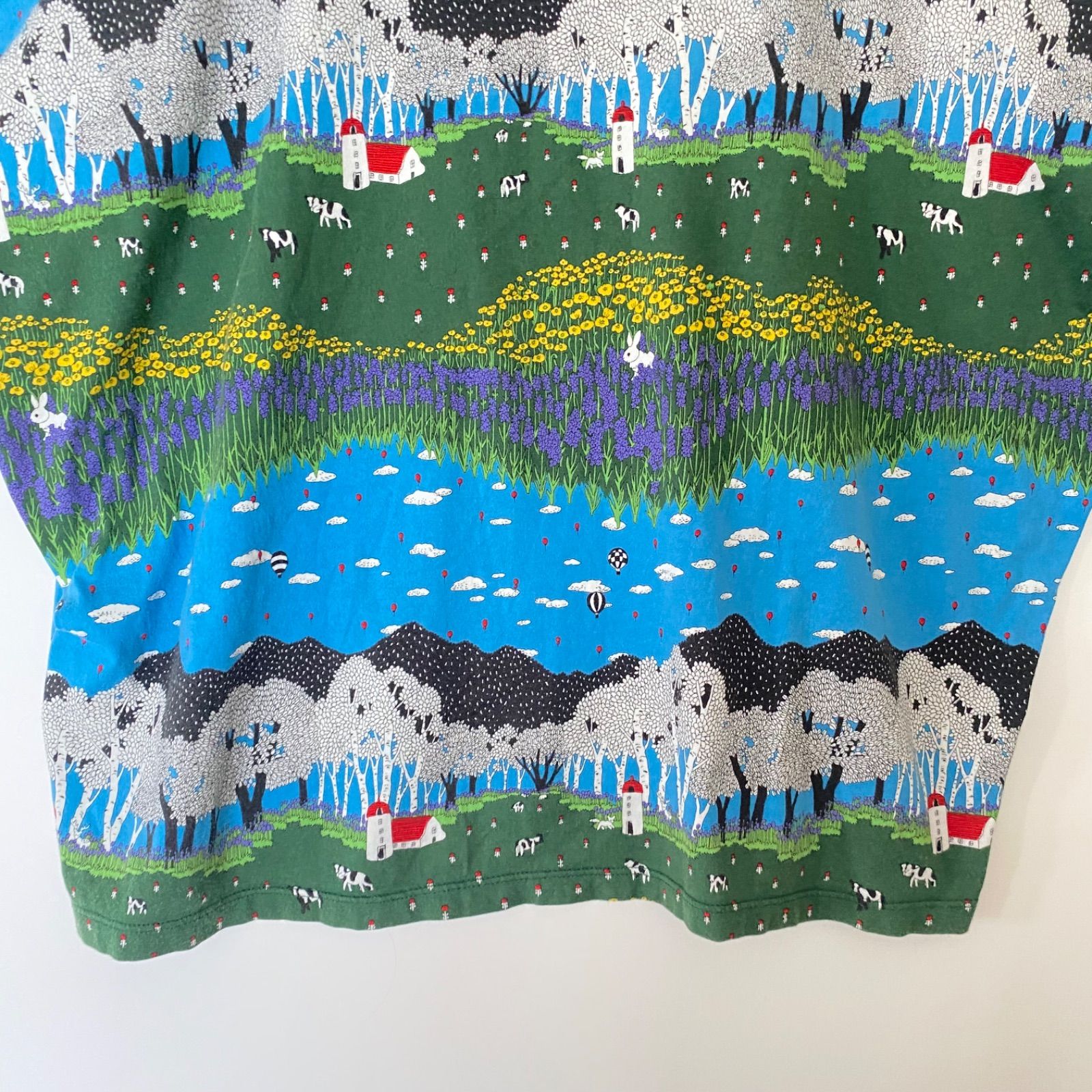 marble SUD マーブルシュッド 総柄 アニマル 牧場 Tシャツ ブルー
