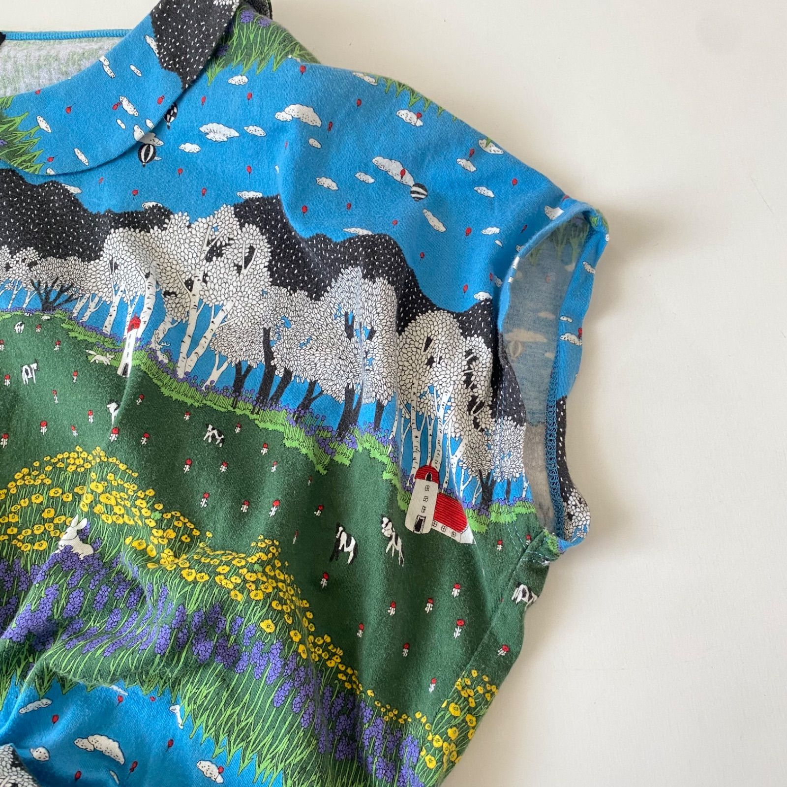 marble SUD マーブルシュッド 総柄 アニマル 牧場 Tシャツ ブルー