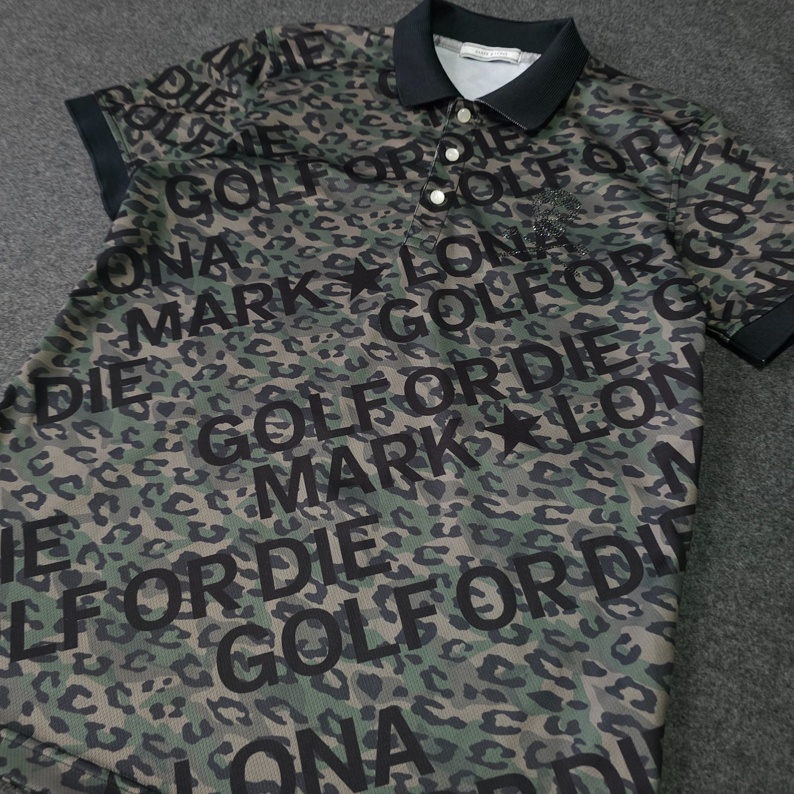 MARK&LONAカモフラージュ＆レオパード柄ポロシャツ 👌値下げ交渉受付中】美品 MARK&LONA カモフラ柄 ロゴネーム 総柄 半袖