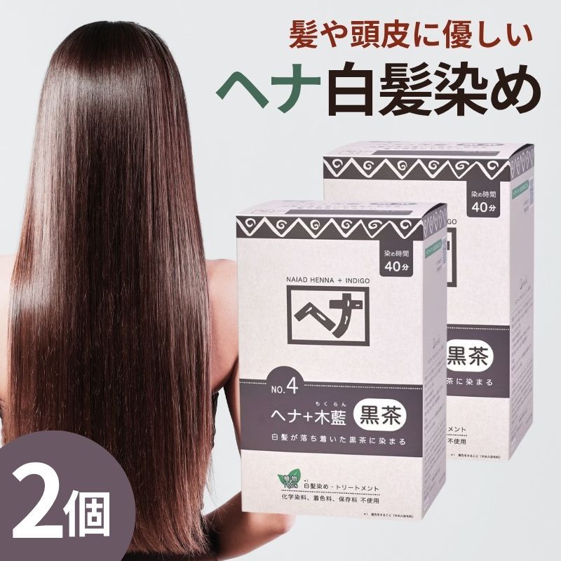 白髪染め ヘナ ナイアード ヘナ+木藍 黒茶系 400g No.4 2個 - メルカリ