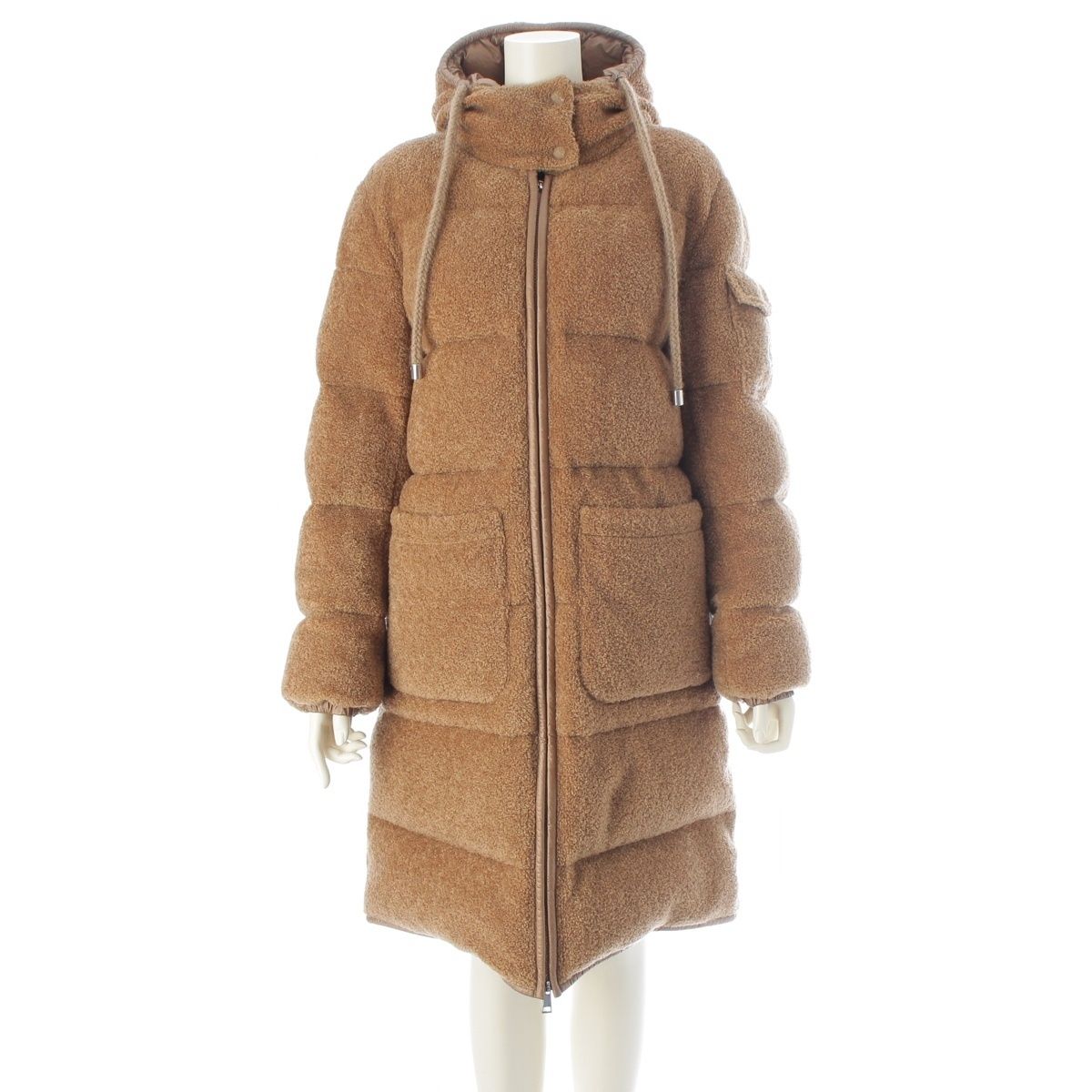 モンクレール BELCASTEL TEDDY LONG テディ ボア ロング ダウンコート アウター ブラウン 1【中古】