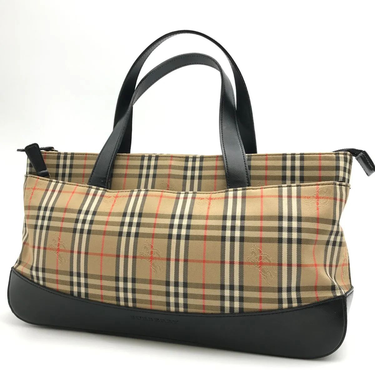 希少 Burberry バーバリー ハンドバッグ ノバチェック ナイロン 