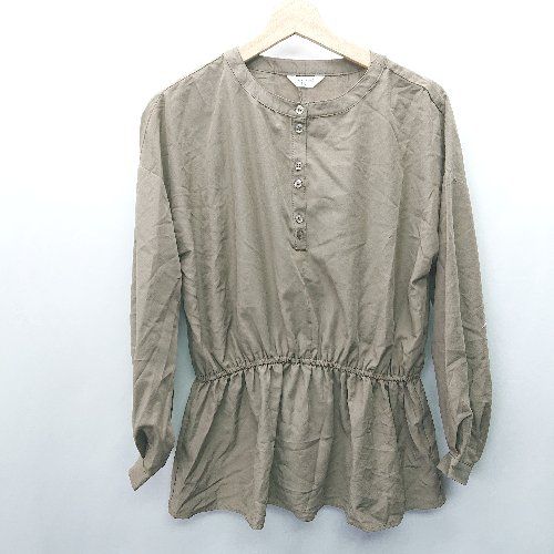 ◇ Samansa Mos2 blue サマンサモスモス ブルー 薄手 キレイめ 長袖 チュニック サイズフリー ブラウン レディース E 【1407180030954】