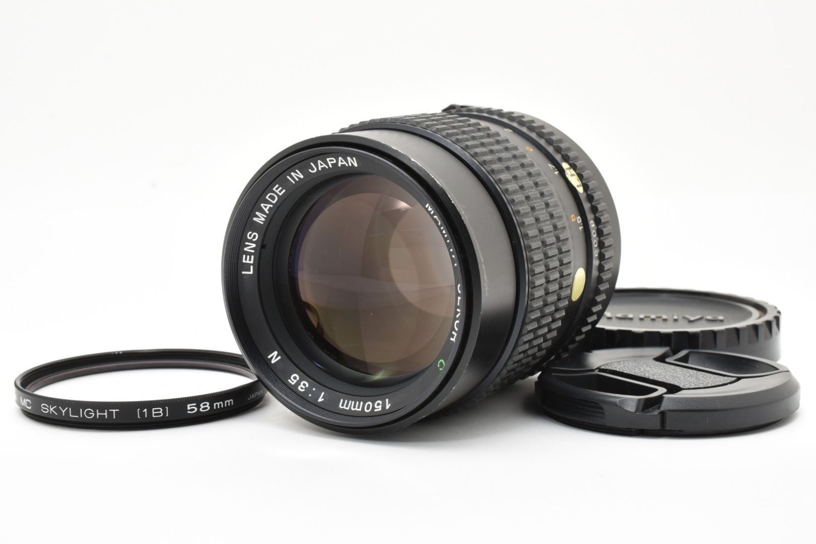 【良品】Mamiya 150mm F3.5 N 645用 中判望遠単焦点 ポートレートレンズ フード フィルター付 動作良好