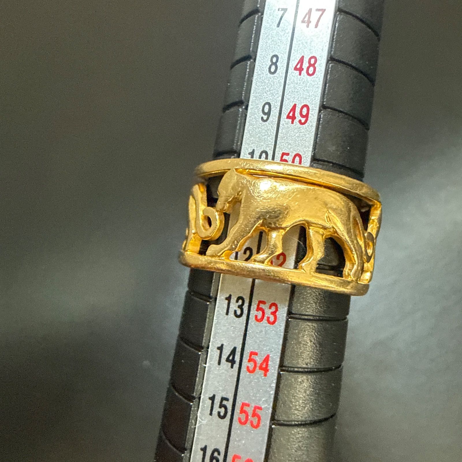 K18YGパンサーモチーフリング6.9g #12 ユニセックス 地金 身につける 