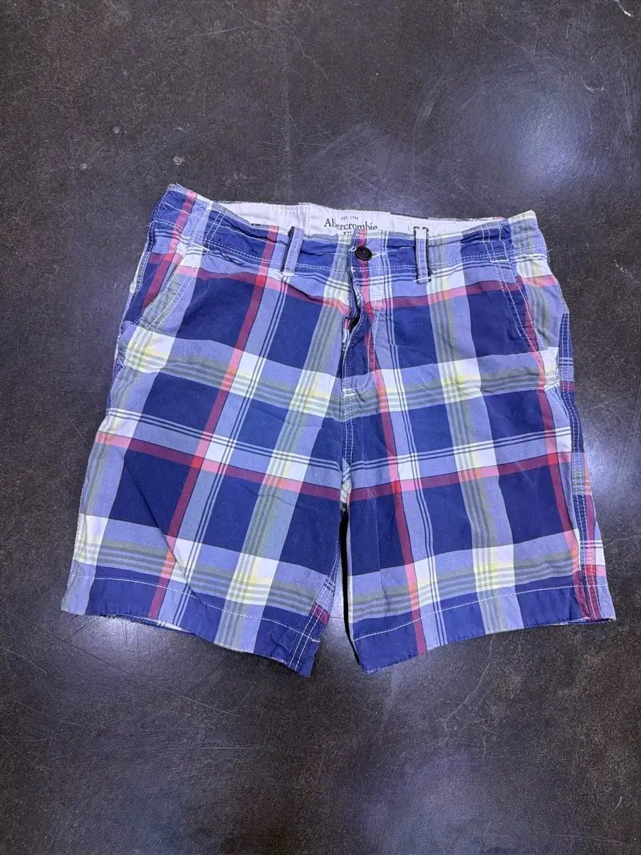 Abercrombie ボタンフライ ヘビーコットン カジュアル CHECK ハーフパンツ 33