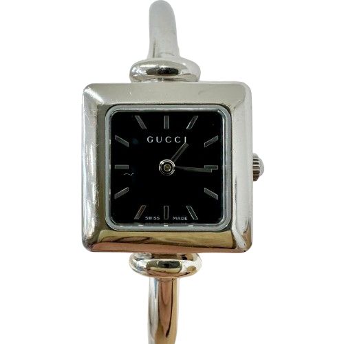 ♪GUCCI グッチ バングルウォッチ 1900L クォーツ ブラック文字盤 腕時計 レディース