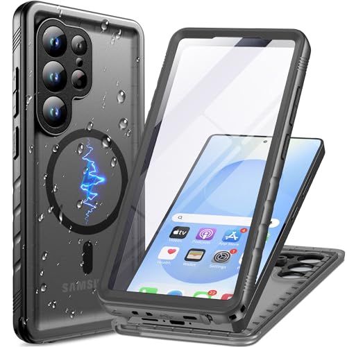 【新品】Cozycase Samsung Galaxy S25 Ultra 用 MagSafe対応 マグセーフケース - S25 Ultra 用 防水ケース - 海 防塵 完全防水 お風呂 2M 耐衝撃 360 両面 全面 米軍規格 ストラッ 12356d23