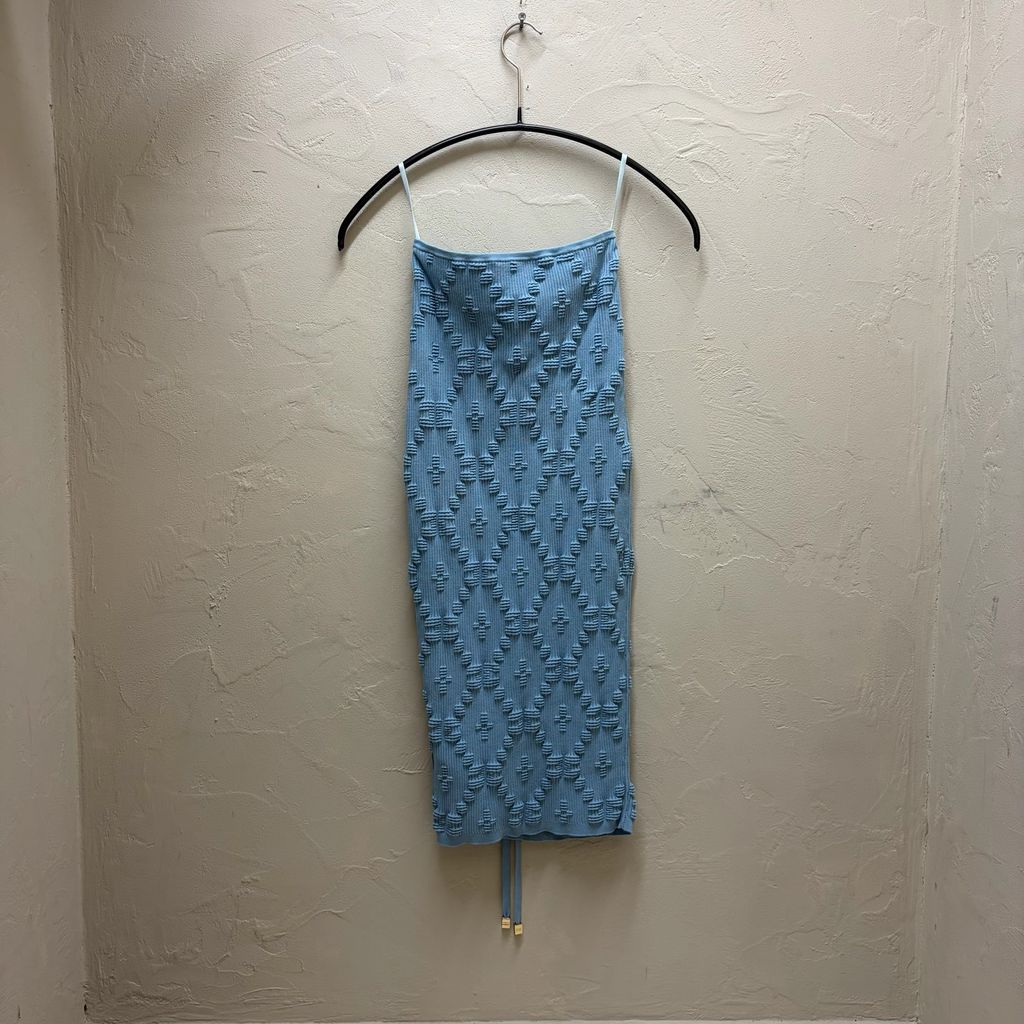 ELISABETTA FRANCHI エリザベッタフランキ Rib Knit Skirt ニットミディスカート GK70B32E2 ブルー系 size:38【代官山B05】