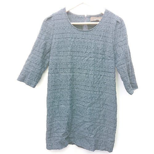 ◇ Jewel Changes ジュエルチェンジズ 七分袖 ひざ丈 ワンピース サイズ36 ネイビー レディース E 【1407180040380】