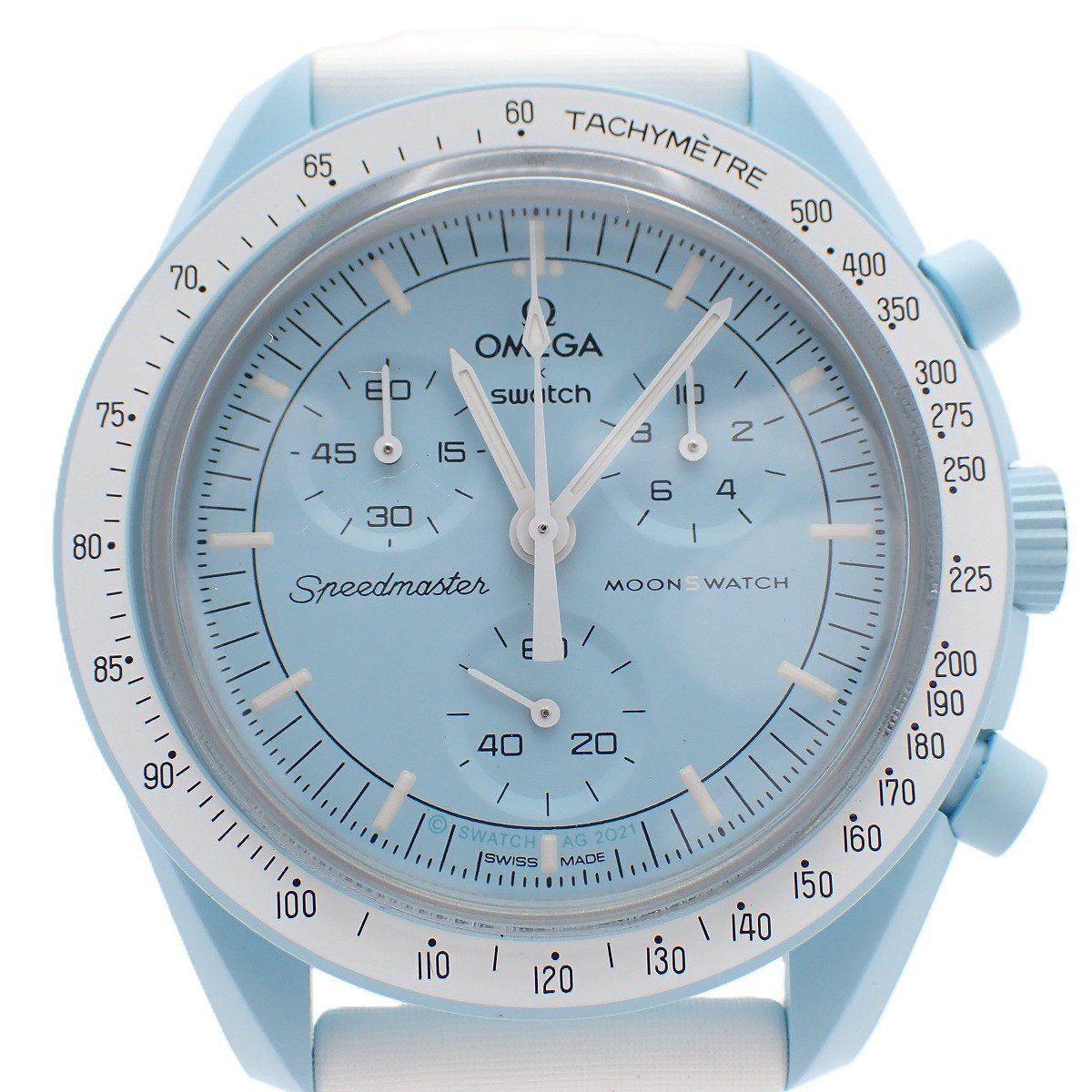 スウォッチ OMEGA × Swatch ミッション トゥ ウラヌス クォーツ メンズ 腕時計 ブルー文字盤 純正ベルト SO33L100【いおき質店】