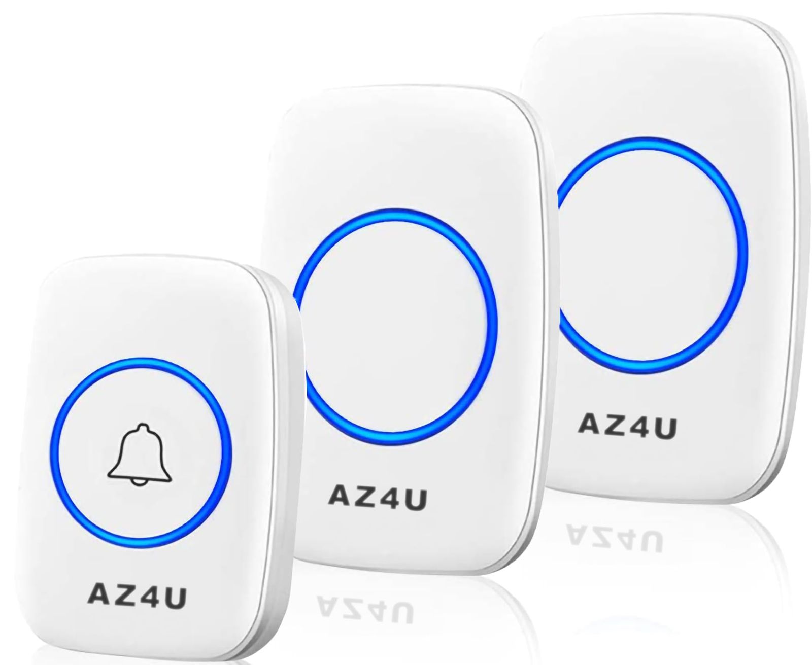 AZ4U ワイヤレスチャイム インターホン 電池式 ドアベルキット 技適マーク取得済み 工事不要 防水 玄関 介護 呼び出し 60種類のメロディ 4段階音量調整 ホワイト (ホワイト, 発信機1個 受信機2個)koe 3acca197