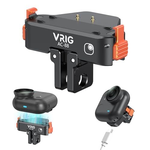 VRIG Insta360 GO Ultra用 マウント 「Type-C充電対応」 クイックリリースマウント アルミ金属製 磁気アダプター 折りたたみ 1/4ネジ穴付き 滑り止め 振動吸収 カメラ 磁気クイックリリース AC-88koe 56d0e54d