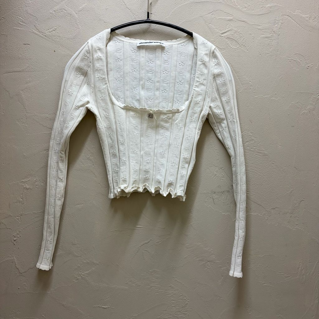 alexanderwang.T アレキサンダーワン Pointelle Blouse ブラウス 4KC3231021 ホワイト size:xs 【代官山B05】