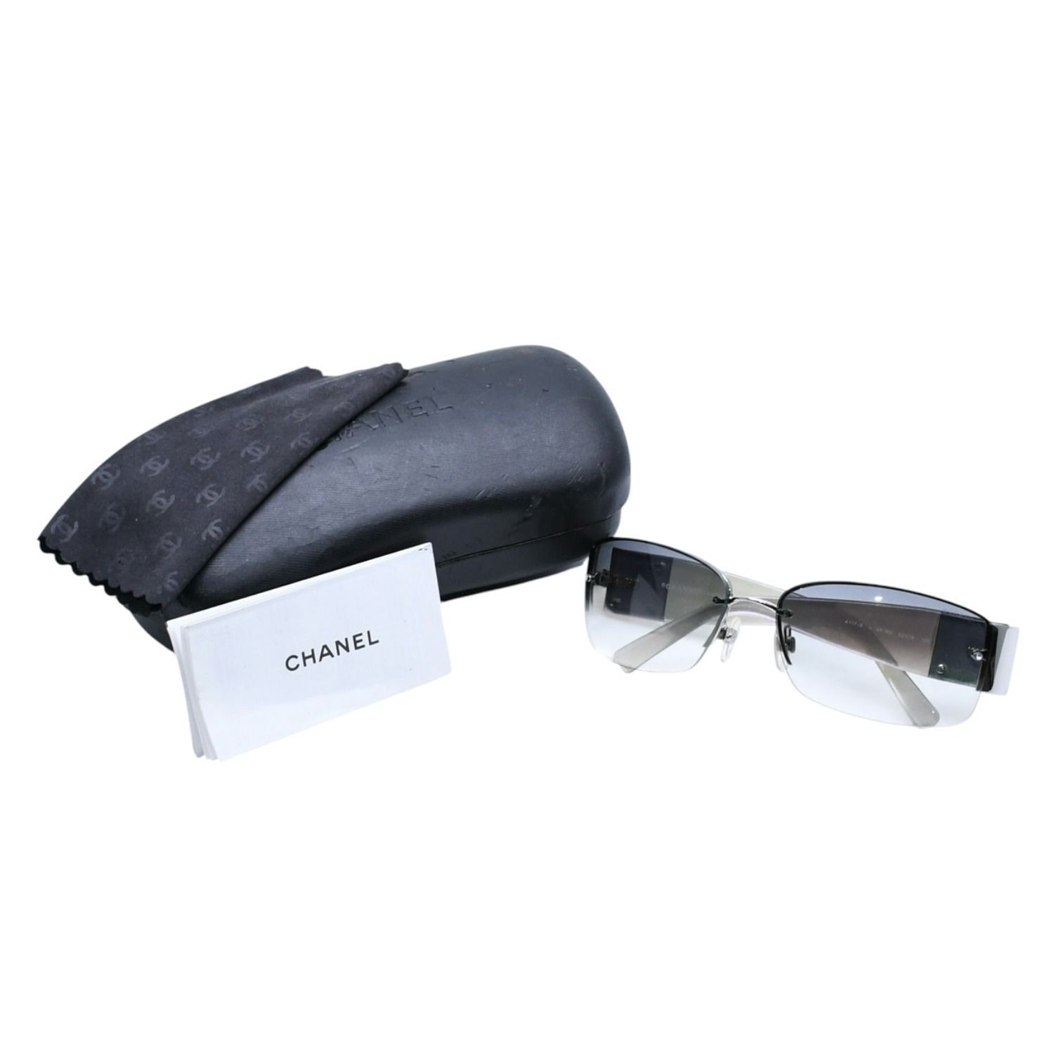 極美品 CHANEL シャネル ハーフリム サングラス 4117-B c.124/8G