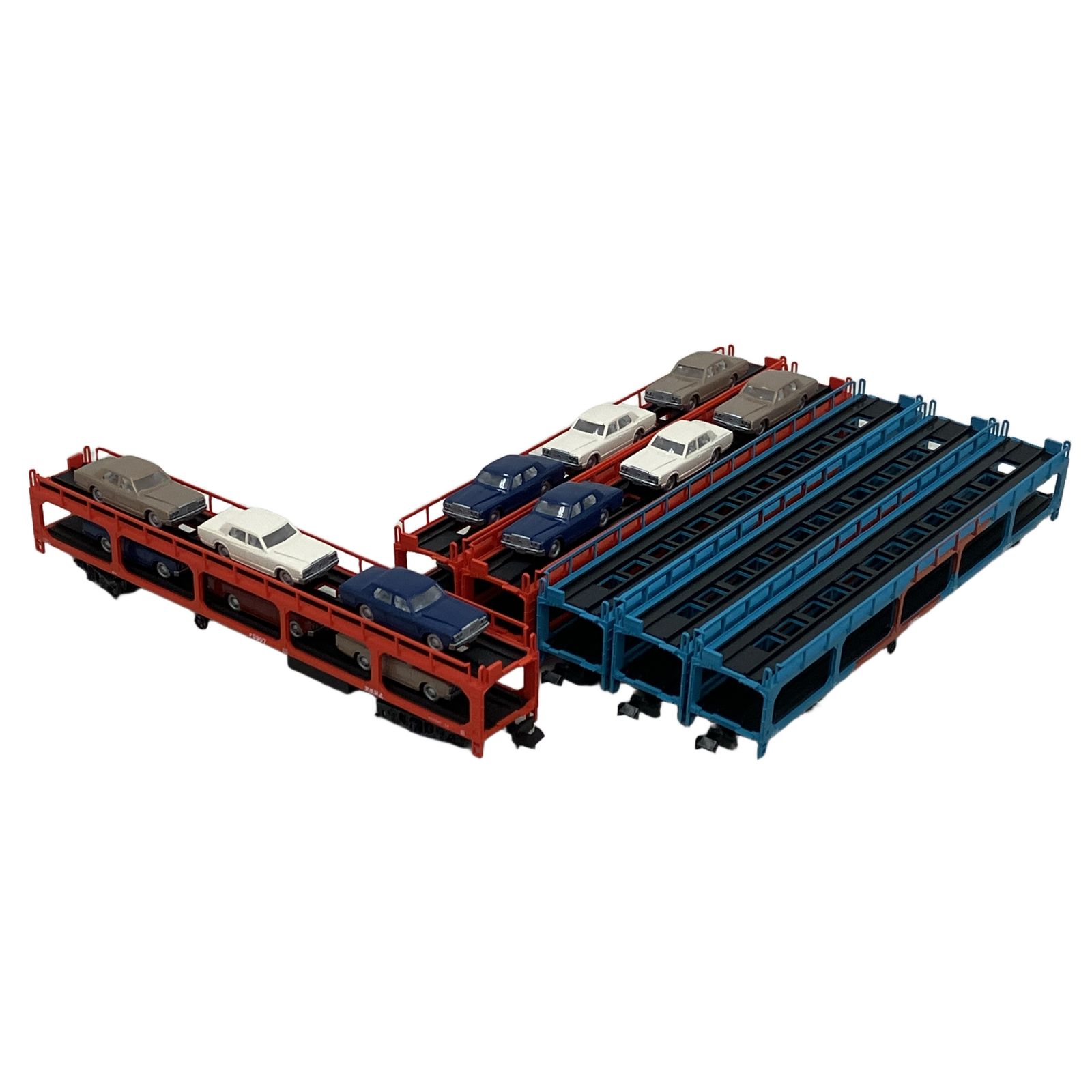 KATO 8018-3 8018-2 ク5000 乗用車付 ク5000 トリコロールカラー 貨車 6両セット 鉄道模型 カト- Nゲージ 中古 良好 M11234129