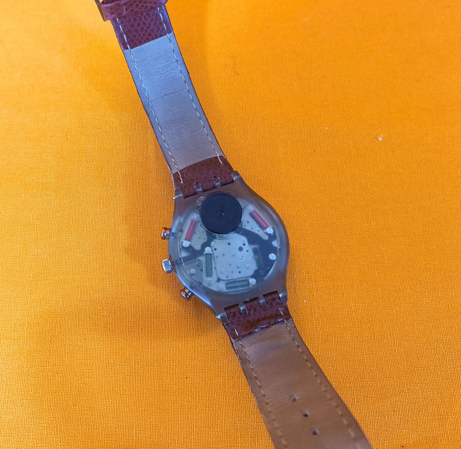 swatchアナログ時計 ジャンク品 ブラウンレザー スウォッチ ウォッチ 