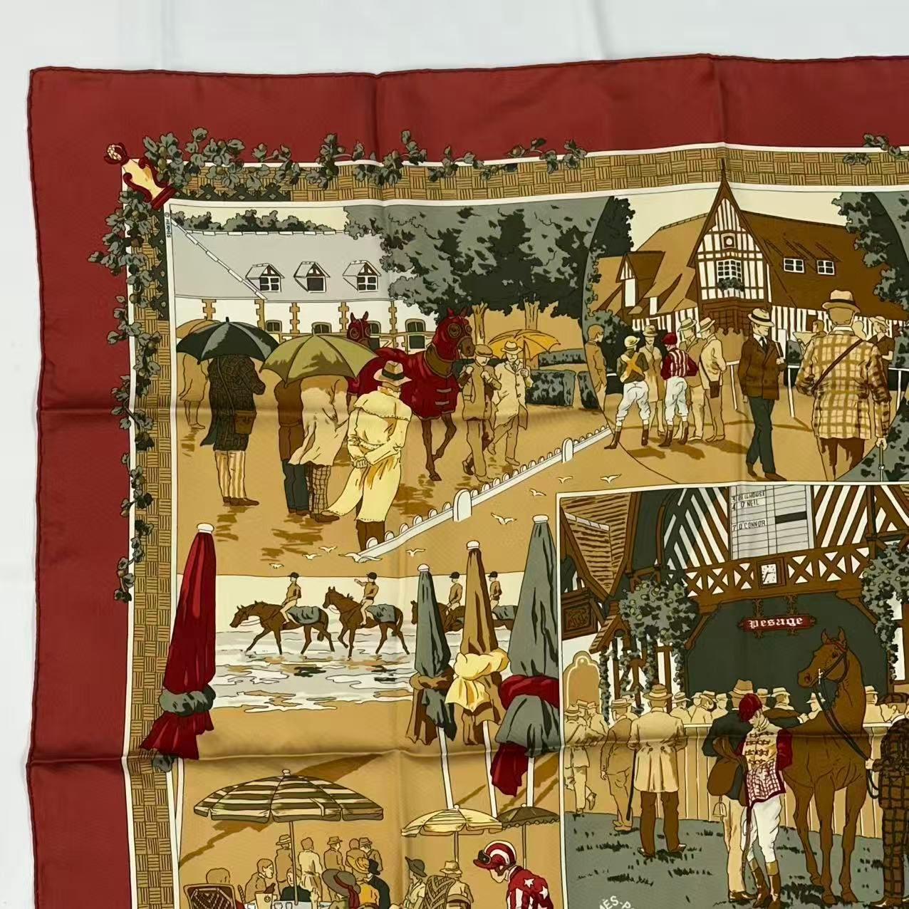 極美品 HERMES エルメス スカーフ シルク カレ90 Un siecle de Courses