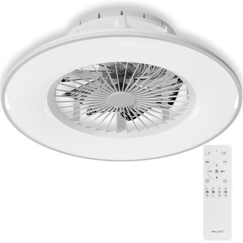 ORALUCE シーリングファンライト 10畳 ファン付き LEDシーリングライト 直径 56CM 4600lm 調光調色 間接照明 メモリー機能 サーキュレーター 風向切替 リモコン付き ホワイトe fdf798f7
