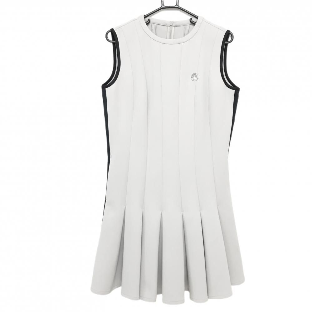 【新品】ランバンスポール ノースリーブワンピース ライトグレー×黒 レディース 42(XL) ゴルフウェア 2025年モデル LANVIN SPORT