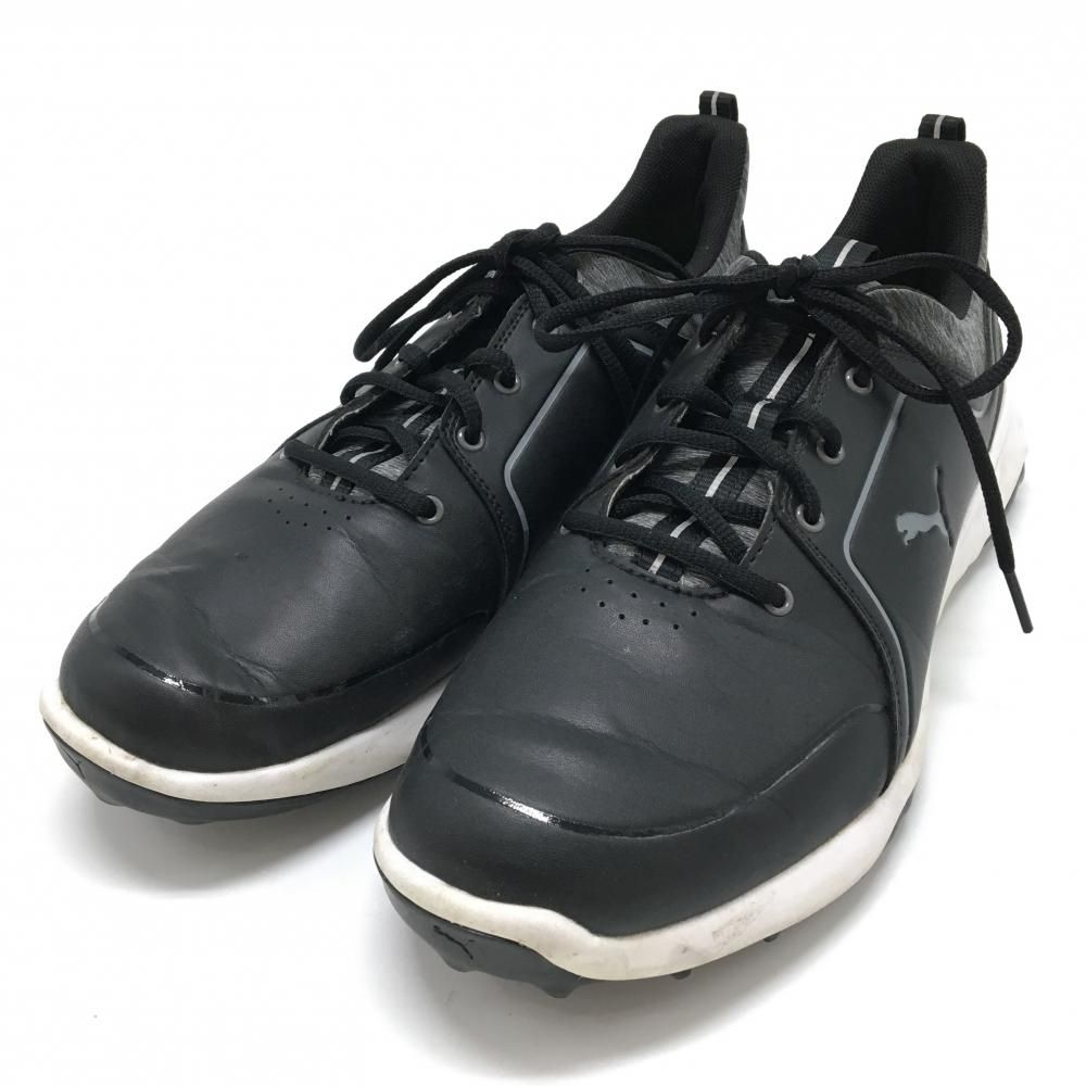 美品】プーマ ゴルフシューズ スパイクレス 黒×杢グレー 192990
