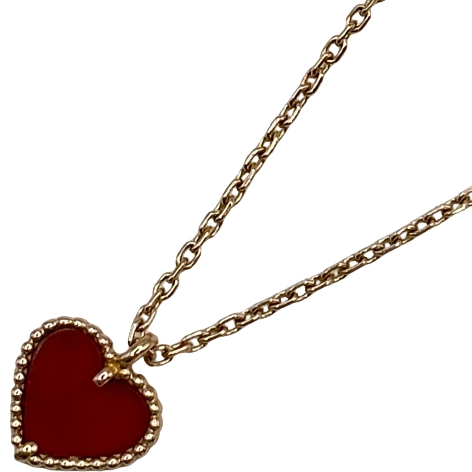 ヴァンクリーフ&アーペル Van Cleef & Arpels スウィートアルハンブラハートネックレス ピンクゴールド 750 カーネリアン ジュエリー